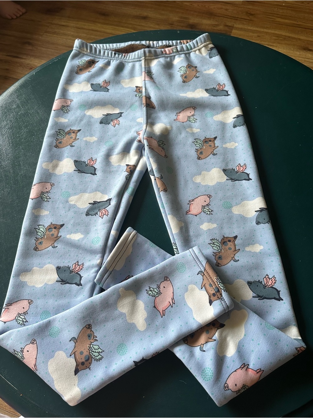 Ladies Light Blue Flying Pig & Cloud Pajama Pants